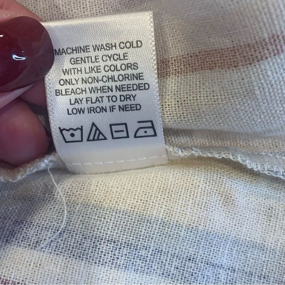 Evolutionary Linen Dress Striped Ruffle Size Large - Picture 7 of 10